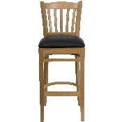 HERCULES Series Vertical Slat Back Natural Wood Restaurant Barstool - Black Vinyl Seat, XU-DGW0008BARVRT-NAT-BLKV-GG