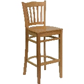 HERCULES Series Vertical Slat Back Natural Wood Restaurant Barstool, XU-DGW0008BARVRT-NAT-GG