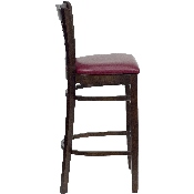 HERCULES Series Vertical Slat Back Walnut Wood Restaurant Barstool - Burgundy Vinyl Seat, XU-DGW0008BARVRT-WAL-BURV-GG