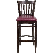 HERCULES Series Vertical Slat Back Walnut Wood Restaurant Barstool - Burgundy Vinyl Seat, XU-DGW0008BARVRT-WAL-BURV-GG