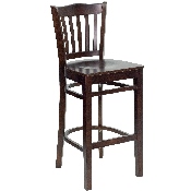 HERCULES Series Vertical Slat Back Walnut Wood Restaurant Barstool, XU-DGW0008BARVRT-WAL-GG