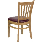 HERCULES Series Vertical Slat Back Natural Wood Restaurant Chair - Burgundy Vinyl Seat, XU-DGW0008VRT-NAT-BURV-GG