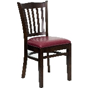 HERCULES Series Vertical Slat Back Walnut Wood Restaurant Chair - Burgundy Vinyl Seat, XU-DGW0008VRT-WAL-BURV-GG