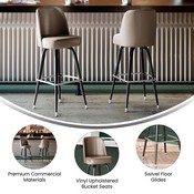 James Commercial Grade Metal Barstool with Beige Swivel Bucket Seat