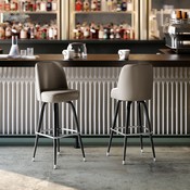 James Commercial Grade Metal Barstool with Beige Swivel Bucket Seat