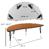 60" Circle Wave Flexible Laminate Activity Table Set with 12" Student Stack Chairs, Oak/Black, XU-GRP-12CH-A60-HCIRC-OAK-T-P-GG