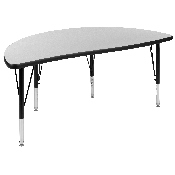 47.5" Circle Wave Flexible Laminate Activity Table Set with 14" Student Stack Chairs, Grey/Black, XU-GRP-14CH-A48-HCIRC-GY-T-P-GG