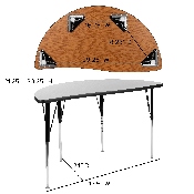 3 Piece 76" Oval Wave Flexible Grey Thermal Laminate Activity Table Set - Standard Height Adjustable Legs, XU-GRP-A3048CON-48-GY-T-A-GG