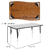 3 Piece 76" Oval Wave Flexible Grey Thermal Laminate Activity Table Set - Standard Height Adjustable Legs, XU-GRP-A3048CON-48-GY-T-A-GG
