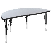 3 Piece 76" Oval Wave Flexible Grey Thermal Laminate Activity Table Set - Height Adjustable Short Legs, XU-GRP-A3048CON-48-GY-T-P-GG