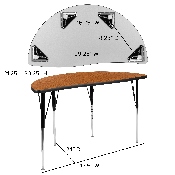 3 Piece 76" Oval Wave Flexible Oak Thermal Laminate Activity Table Set - Standard Height Adjustable Legs, XU-GRP-A3048CON-48-OAK-T-A-GG
