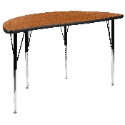 3 Piece 76" Oval Wave Flexible Oak Thermal Laminate Activity Table Set - Standard Height Adjustable Legs, XU-GRP-A3048CON-48-OAK-T-A-GG