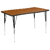 3 Piece 76" Oval Wave Flexible Oak Thermal Laminate Activity Table Set - Standard Height Adjustable Legs, XU-GRP-A3048CON-48-OAK-T-A-GG