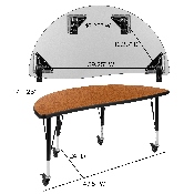 3 Piece Mobile 76" Oval Wave Flexible Oak Thermal Laminate Activity Table Set - Height Adjustable Short Legs, XU-GRP-A3048CON-48-OAK-T-P-CAS-GG