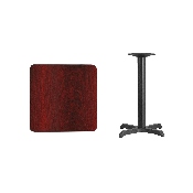 24'' Square Mahogany Laminate Table Top with 22'' x 22'' Table Height Base, XU-MAHTB-2424-T2222-GG