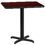 24'' x 30'' Rectangular Mahogany Laminate Table Top with 22'' x 22'' Table Height Base, XU-MAHTB-2430-T2222-GG