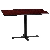 24'' x 42'' Rectangular Mahogany Laminate Table Top with 23.5'' x 29.5'' Table Height Base, XU-MAHTB-2442-T2230-GG