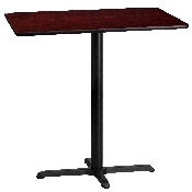 24'' x 42'' Rectangular Mahogany Laminate Table Top with 23.5'' x 29.5'' Bar Height Table Base, XU-MAHTB-2442-T2230B-GG