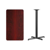 24'' x 42'' Rectangular Mahogany Laminate Table Top with 23.5'' x 29.5'' Bar Height Table Base, XU-MAHTB-2442-T2230B-GG