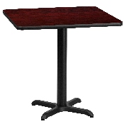 30'' Square Mahogany Laminate Table Top with 22'' x 22'' Table Height Base, XU-MAHTB-3030-T2222-GG