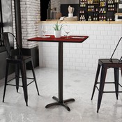 30'' Square Mahogany Laminate Table Top with 22'' x 22'' Bar Height Table Base, XU-MAHTB-3030-T2222B-GG