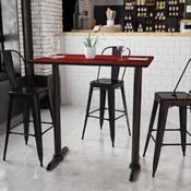 30'' x 42'' Rectangular Mahogany Laminate Table Top with 5'' x 22'' Bar Height Table Bases, XU-MAHTB-3042-T0522B-GG