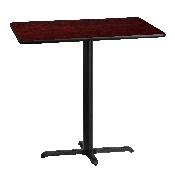30'' x 42'' Rectangular Mahogany Laminate Table Top with 23.5'' x 29.5'' Bar Height Table Base, XU-MAHTB-3042-T2230B-GG