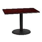 30'' x 42'' Rectangular Mahogany Laminate Table Top with 24'' Round Table Height Base, XU-MAHTB-3042-TR24-GG