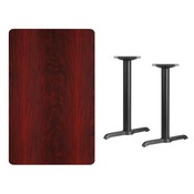 30'' x 48'' Rectangular Mahogany Laminate Table Top with 5'' x 22'' Table Height Bases, XU-MAHTB-3048-T0522-GG