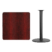 36'' Square Mahogany Laminate Table Top with 24'' Round Bar Height Table Base, XU-MAHTB-3636-TR24B-GG