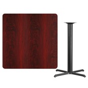 42'' Square Mahogany Laminate Table Top with 33'' x 33'' Bar Height Table Base, XU-MAHTB-4242-T3333B-GG
