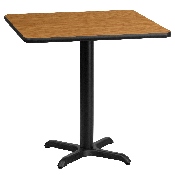 24'' Square Natural Laminate Table Top with 22'' x 22'' Table Height Base, XU-NATTB-2424-T2222-GG