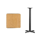 24'' Square Natural Laminate Table Top with 22'' x 22'' Bar Height Table Base, XU-NATTB-2424-T2222B-GG
