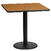 24'' Square Natural Laminate Table Top with 18'' Round Table Height Base, XU-NATTB-2424-TR18-GG
