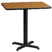 24'' x 30'' Rectangular Natural Laminate Table Top with 22'' x 22'' Table Height Base, XU-NATTB-2430-T2222-GG