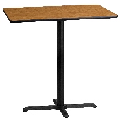 24'' x 42'' Rectangular Natural Laminate Table Top with 23.5'' x 29.5'' Bar Height Table Base, XU-NATTB-2442-T2230B-GG
