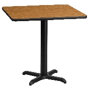 30'' Square Natural Laminate Table Top with 22'' x 22'' Table Height Base, XU-NATTB-3030-T2222-GG