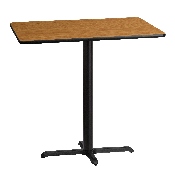 30'' x 42'' Rectangular Natural Laminate Table Top with 23.5'' x 29.5'' Bar Height Table Base, XU-NATTB-3042-T2230B-GG