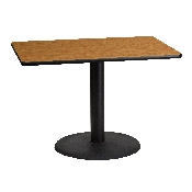 30'' x 42'' Rectangular Natural Laminate Table Top with 24'' Round Table Height Base, XU-NATTB-3042-TR24-GG