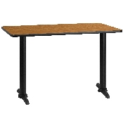 30'' x 48'' Rectangular Natural Laminate Table Top with 5'' x 22'' Table Height Bases, XU-NATTB-3048-T0522-GG