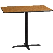 30'' x 48'' Rectangular Natural Laminate Table Top with 23.5'' x 29.5'' Bar Height Table Base, XU-NATTB-3048-T2230B-GG
