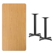 30'' x 60'' Rectangular Natural Laminate Table Top with 22'' x 22'' Table Height Bases, XU-NATTB-3060-T2222-GG