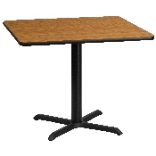 36'' Square Natural Laminate Table Top with 30'' x 30'' Table Height Base, XU-NATTB-3636-T3030-GG