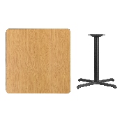 36'' Square Natural Laminate Table Top with 30'' x 30'' Table Height Base, XU-NATTB-3636-T3030-GG