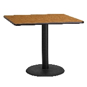 36'' Square Natural Laminate Table Top with 24'' Round Table Height Base, XU-NATTB-3636-TR24-GG