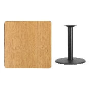 36'' Square Natural Laminate Table Top with 24'' Round Table Height Base, XU-NATTB-3636-TR24-GG