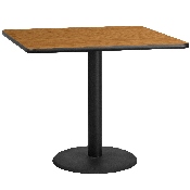 42'' Square Natural Laminate Table Top with 24'' Round Table Height Base, XU-NATTB-4242-TR24-GG