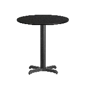 24'' Round Black Laminate Table Top with 22'' x 22'' Table Height Base, XU-RD-24-BLKTB-T2222-GG