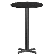 24'' Round Black Laminate Table Top with 22'' x 22'' Bar Height Table Base, XU-RD-24-BLKTB-T2222B-GG