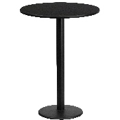 24'' Round Black Laminate Table Top with 18'' Round Bar Height Table Base, XU-RD-24-BLKTB-TR18B-GG